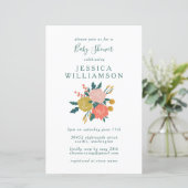 バジェットスタイリッシュグリーンフローラベビーシャワー招待状 (スタンド正面)