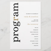 バジェットスタイリッシュブラック金ゴールド文字結婚式 プログラム (正面)
