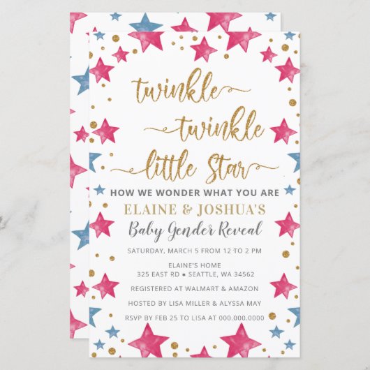 バジェットスタージェンダーリビールベビーシャワー招待状 (正面/裏面)