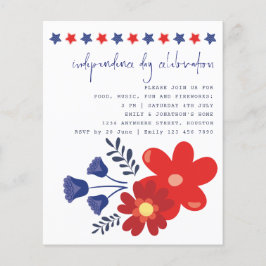 バジェットスターズ花模様独立記念日招待状