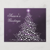 バジェットスターリークリスマスツリーパープルホリデーカード (正面)