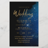 バジェットスターリーナイトネイビー金ゴールド結婚式招待状 (正面)