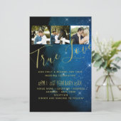 バジェットスターリーナイトネイビー金ゴールドA9結婚式の招待 (スタンド正面)