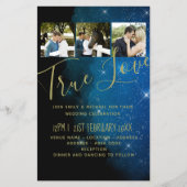 バジェットスターリーナイトネイビー金ゴールドA9結婚式の招待 (正面)