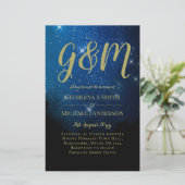 バジェットスターリーナイトネイビー金ゴールドA9結婚式の招待 (スタンド正面)