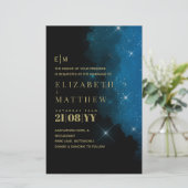 バジェットスターリーナイトネイビー金ゴールドA9結婚式の招待 (スタンド正面)