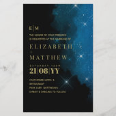 バジェットスターリーナイトネイビー金ゴールドA9結婚式の招待 (正面)