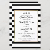 バジェットストライプモノグラム招待状 (正面/裏面)