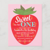 バジェットストロベリーキッズファースト誕生日招待状 (正面)