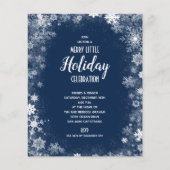 バジェットスノーフレークスオンネイビーホリデー招待状 (正面)