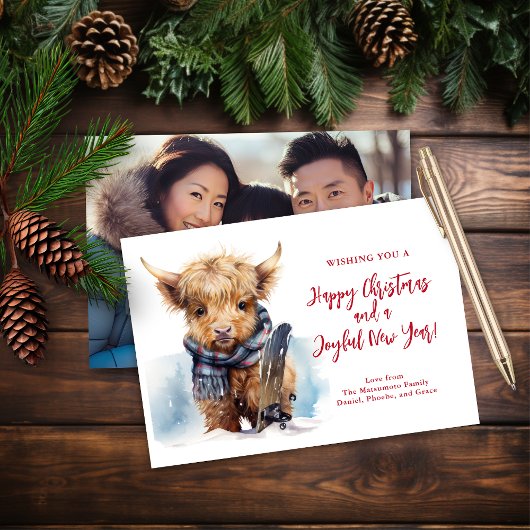 バジェットスノーボーディングハイランドカウフォトカード