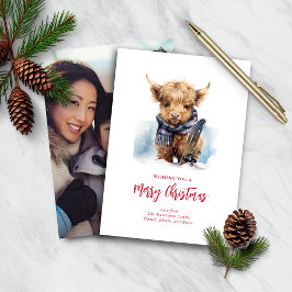 バジェットスノーボーディングハイランドカウフォトカード/ヴェルト