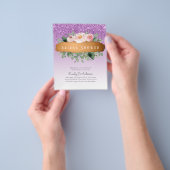 バジェットスパークルグリッターフローラガーリーブライダルシャワー チラシ (手)