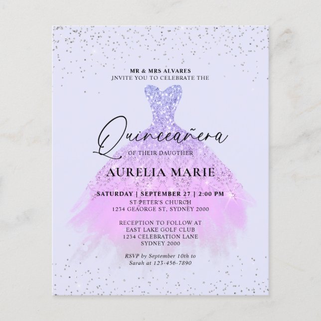 バジェットスパークル薄紫プリンセスドレスキンセアニェラ (正面)