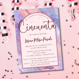 バジェットスペインのパープルピンクアゲート50誕生日 招待状