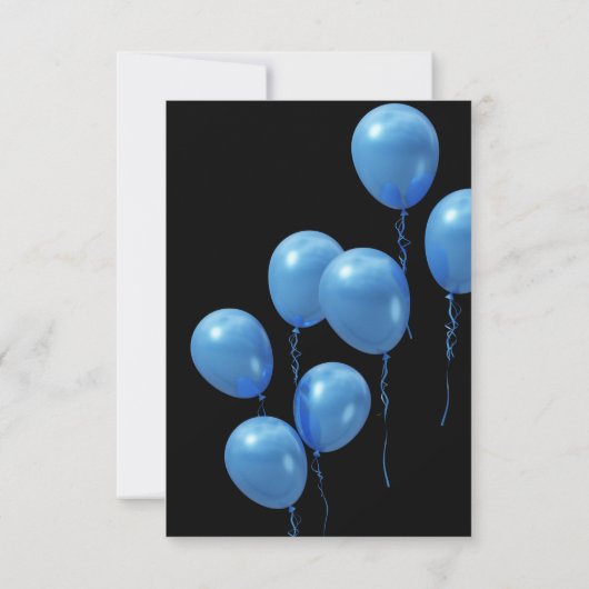 バジェットスペインのブルーバルーンブラック80誕生日 招待状 (裏面)