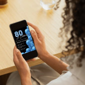 バジェットスペインのブルーバルーンブラック80誕生日 招待状