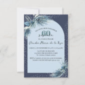 バジェットスペインの冬花模様60th誕生日パーティー 招待状 (正面)