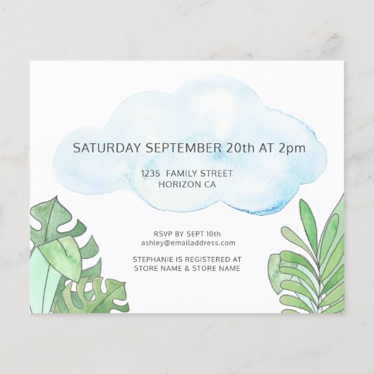 バジェットスロスベビ男女兼用ーシャワー招待状 (裏面)