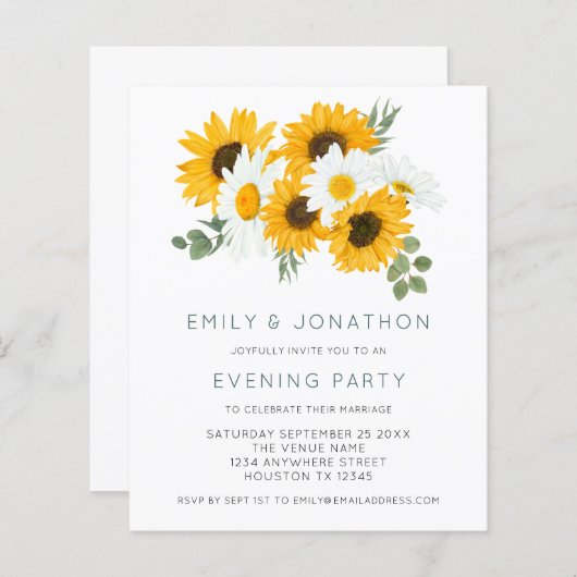 バジェットス結婚ンフラワーズ夕べパーティー招待状 (正面/裏面)