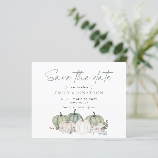 バジェットセージかぼちゃの花模様QRコード日付の保存 (スタンド正面)