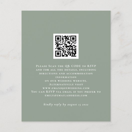 バジェットセージカボンプキンス花模様QRウェディング招待 (裏面)