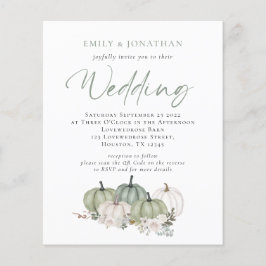 バジェットセージカボンプキンス花模様QRウェディング招待