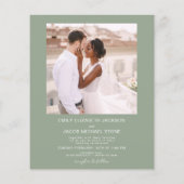 バジェットセージグリーンフォト結婚式招待状 (裏面)