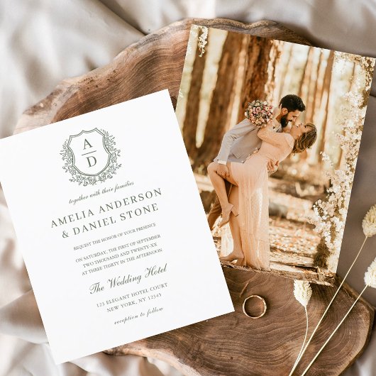 バジェットセージグリーンフローラクレストモノグラム結婚ズ チラシ