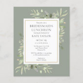 バジェットセージグリーンブリデスメイドランチョン招待状 (正面)