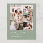 バジェットセージグリーンミニマリスト結婚式招待状 (正面)