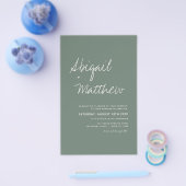 バジェットセージグリーンミニマリスト結婚式招待状 チラシ (シングル)