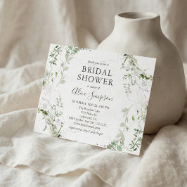 バジェットセージグリーンリーブライダルシャワー インビテーションポストカード