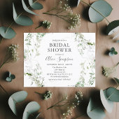 バジェットセージグリーンリーブライダルシャワー インビテーションポストカード