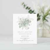 バジェットセージグリーン金ゴールドリーフ結婚式招待状 (スタンド正面)