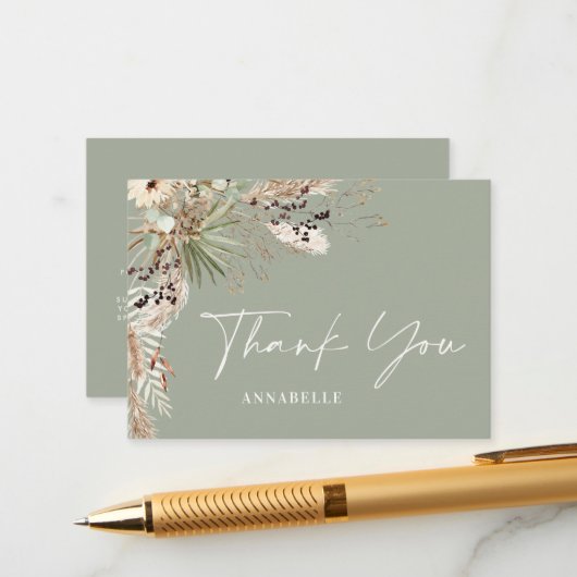 バジェットセージシンプルグリーンブライダルシャワー感謝していユー エンクロージャーカード (正面/裏面インサイチュ)