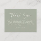 バジェットセージシンプルグリーンブライダルシャワー感謝していユー エンクロージャーカード (裏面)