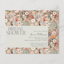 バジェットセージボタニカルボホブライダルシャワー招待状