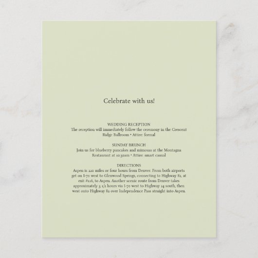 バジェットセージボーホウォーター色のフローラ結婚式の招待 (裏面)