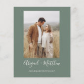 バジェットセージモダングリーンフォト結婚式招待状 チラシ (裏面)