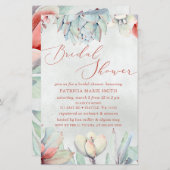 バジェットセージ多肉質ボホブライダルシャワー招待状 (正面/裏面)