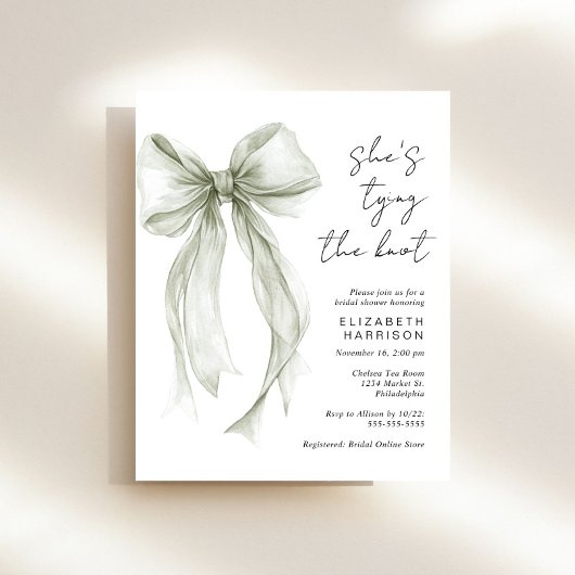 バジェットセージ弓水カラーブライダルシャワー招待状