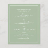 バジェットセージ結婚グリーンのモダンタイポグラフィ チラシ (正面)