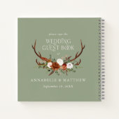 バジェットセージ結婚グリーンフローラのゲストブックラスティック ノートブック (裏面)