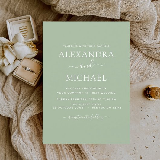 バジェットセージ結婚グリーンモダンタイポグラフィ チラシ