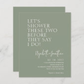 バジェットセージ緑のカップルのシャワー招待状 (正面/裏面)