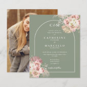 バジェットセージ緑のパンパスグラスフォトモノグラム (正面/裏面)