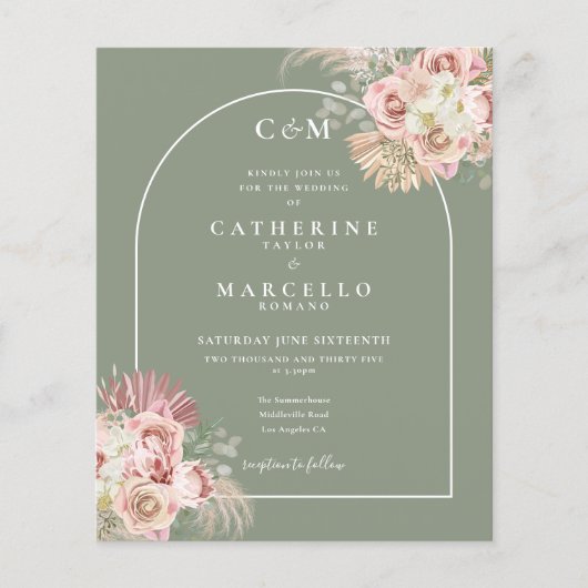 バジェットセージ緑のパンパスグラスフォトモノグラム (正面)