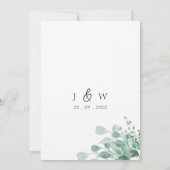 バジェットセージ緑のユーカリ結婚グリネリー 招待状 (裏面)