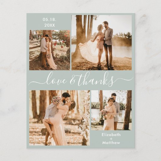 バジェットセージ緑の写真結婚のサンキューフライヤー (正面)